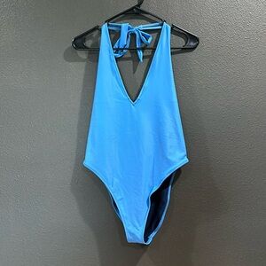 Aerie one piece bright blue halter tie top